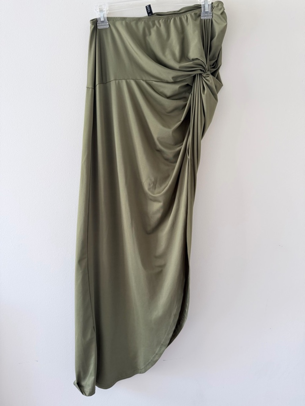 Olive Green Draped Maxi Skirt - Unbranded